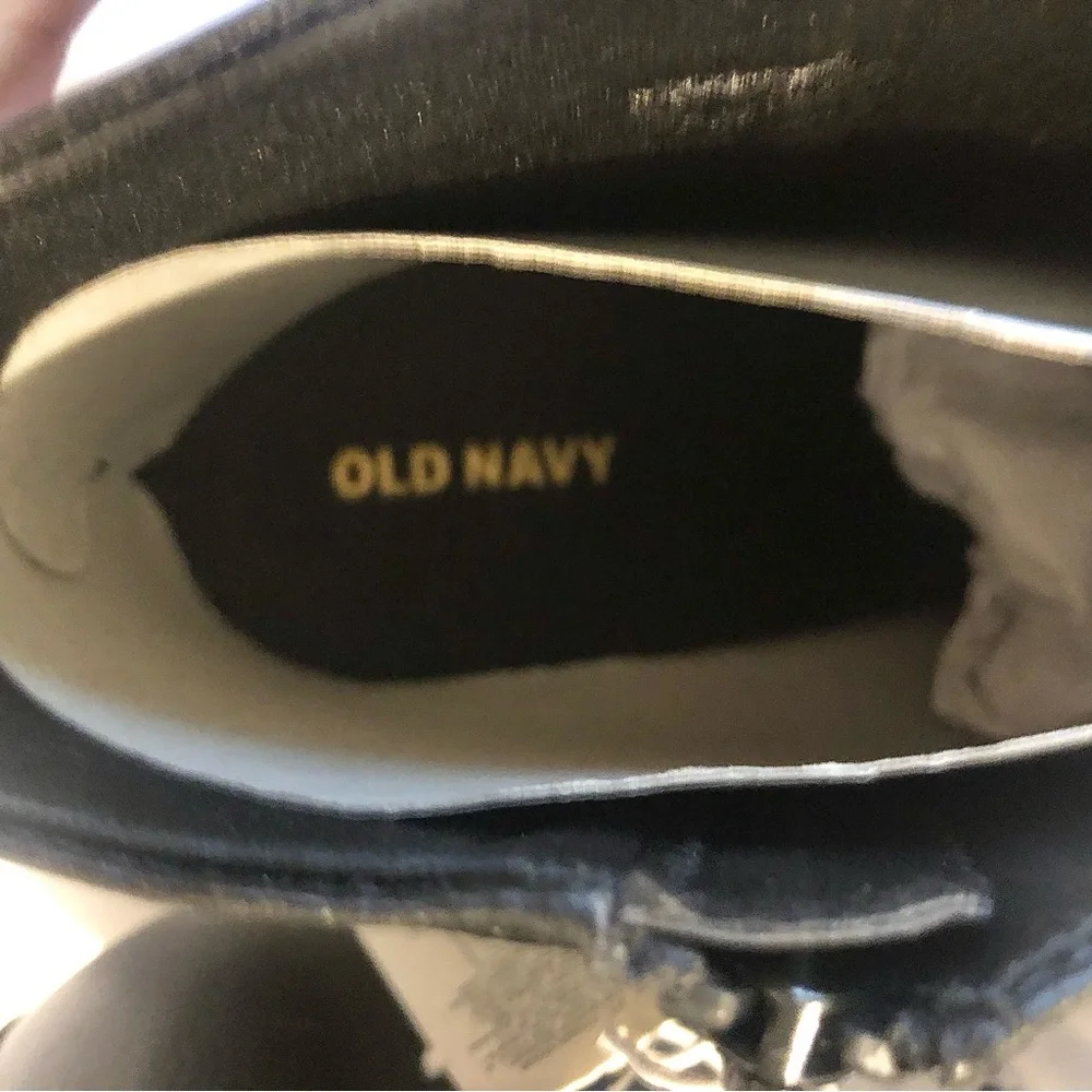 Old Navy Size 10 Black Ankle Boots Western style low stacked heels NEW